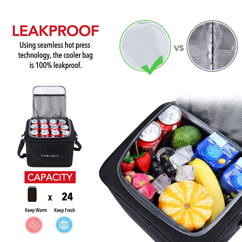Farasla Waterproof Trunk Organizer with Insulated Leakproof Cooler Bag, Foldable Cover, Adjustable Securing Straps (Black) - Image 3